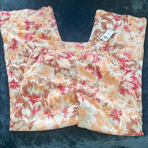 Abercrombie & Fitch Linen-Blend Pull-On Wide Leg Pants & Corset Top Set Floral - Picture 3 of 3